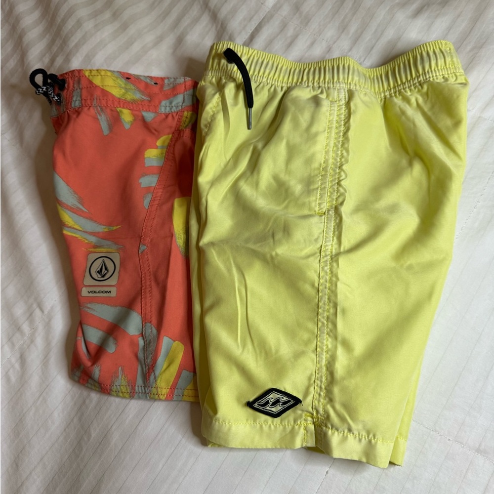 Volcom and Billabong Kids' Swim Shorts - Yellow and Coral